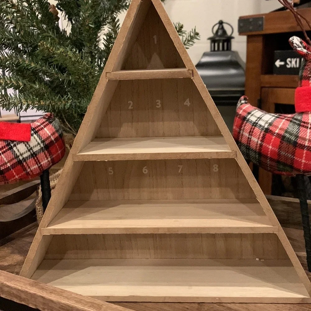 Target bullseye wooded tree countdown shelf tiered tray Christmas NWT